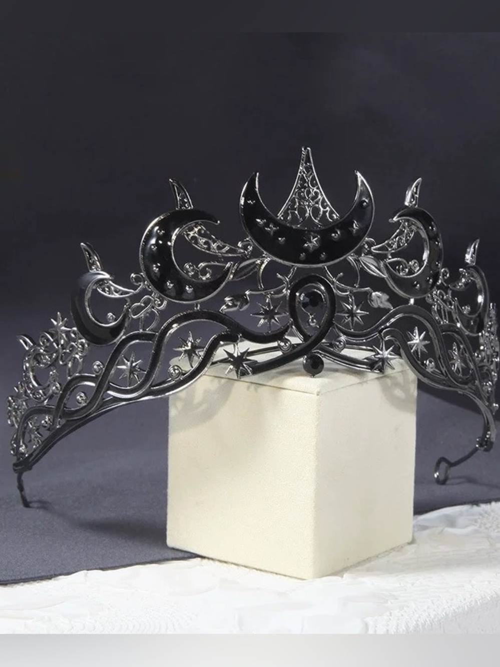 Black Celestial Moon Tiara Crown - Women Accessories